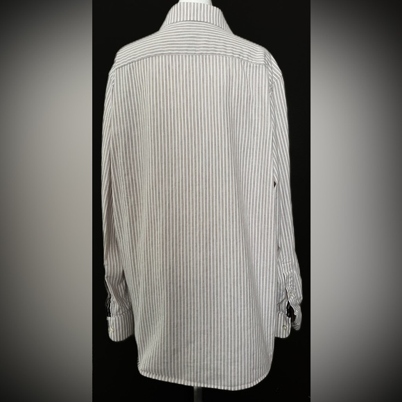 Crosby & Howard Taupe And White Striped Button Down Shirt - Picture 5 of 7